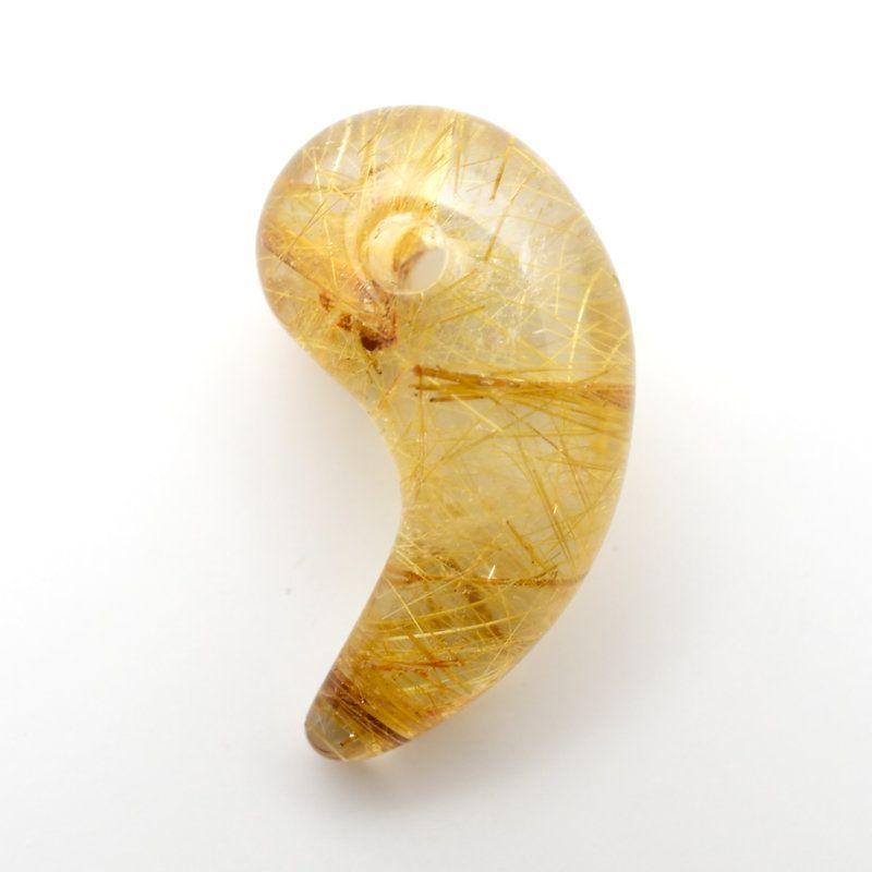 貫く光 高透明度ルチルクォーツ勾玉 人気 勾玉 ゴールド ルチル クォーツ 一点物 KMr76 お守り効果 力が宿る パワーストーン 勝負運 金運 目標達成 プレゼント 守護石 京海堂 天然石の卸 京の蔵