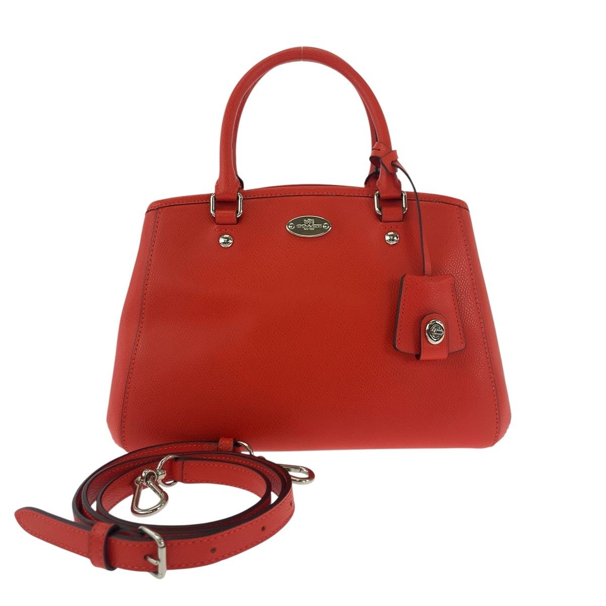 【美品】COACHコーチ 2way ハンドバッグ 34835 レザー製 美品 COACH コーチ オレンジ シルバー金具 レザー 34835