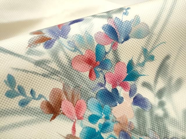 平和屋着物○染色作家 斉藤三才 九寸名古屋帯 枝花文 正絹 逸品