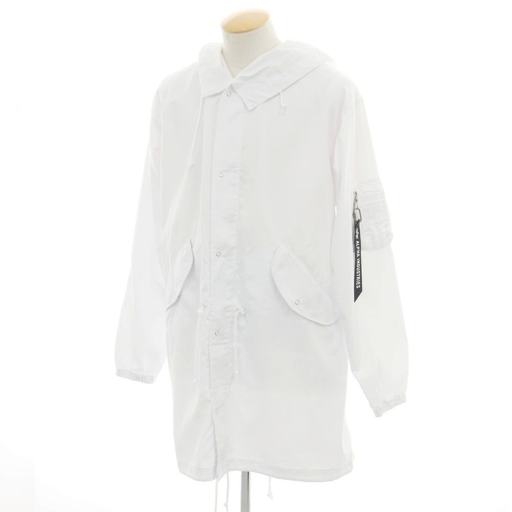 未使用・タグ付 CDG×アルファ モッズコート 春 コート ホワイト L 中古】シーディージー CDG × Alpha ポリエステルコットン