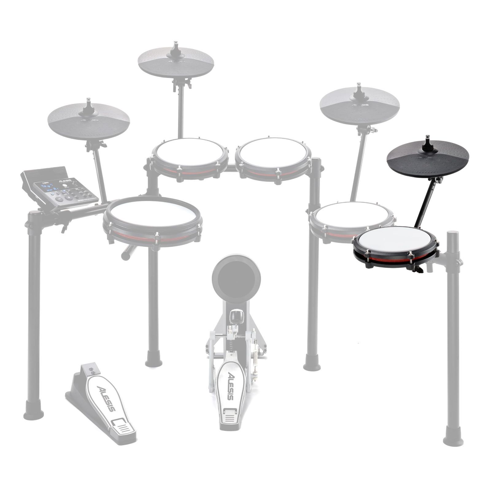 在庫 Alesis Nitro Max Kit用の電子ドラムセット拡張パック メッシュタムパッド チョーク機能付き10インチシンバル 接続ケーブル Nitro Max Expansion Pack