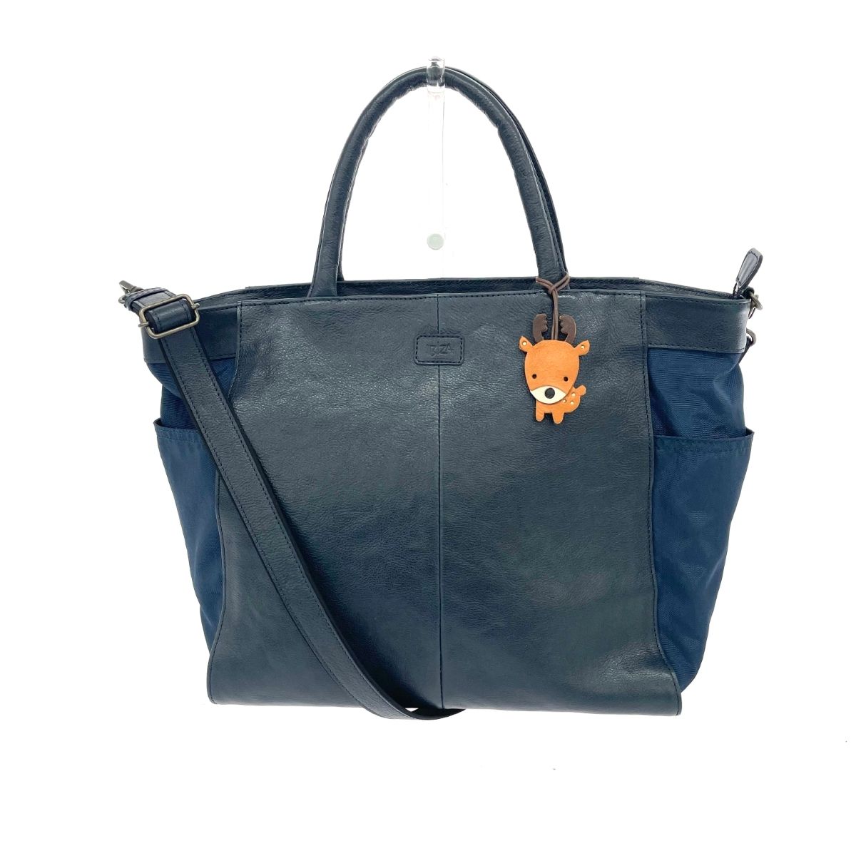 IBIZA イビサ 2WAYバッグ レザー×ナイロン ネイビー レディース  