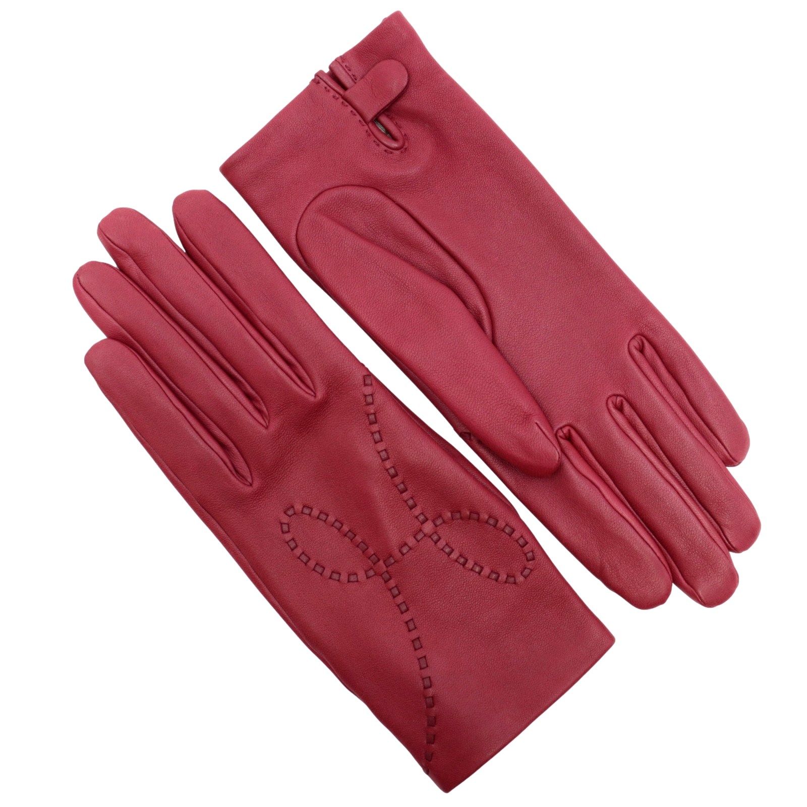 美品】HERMES 赤いレザー手袋 美品 HERMES レザーグローブ 羊革