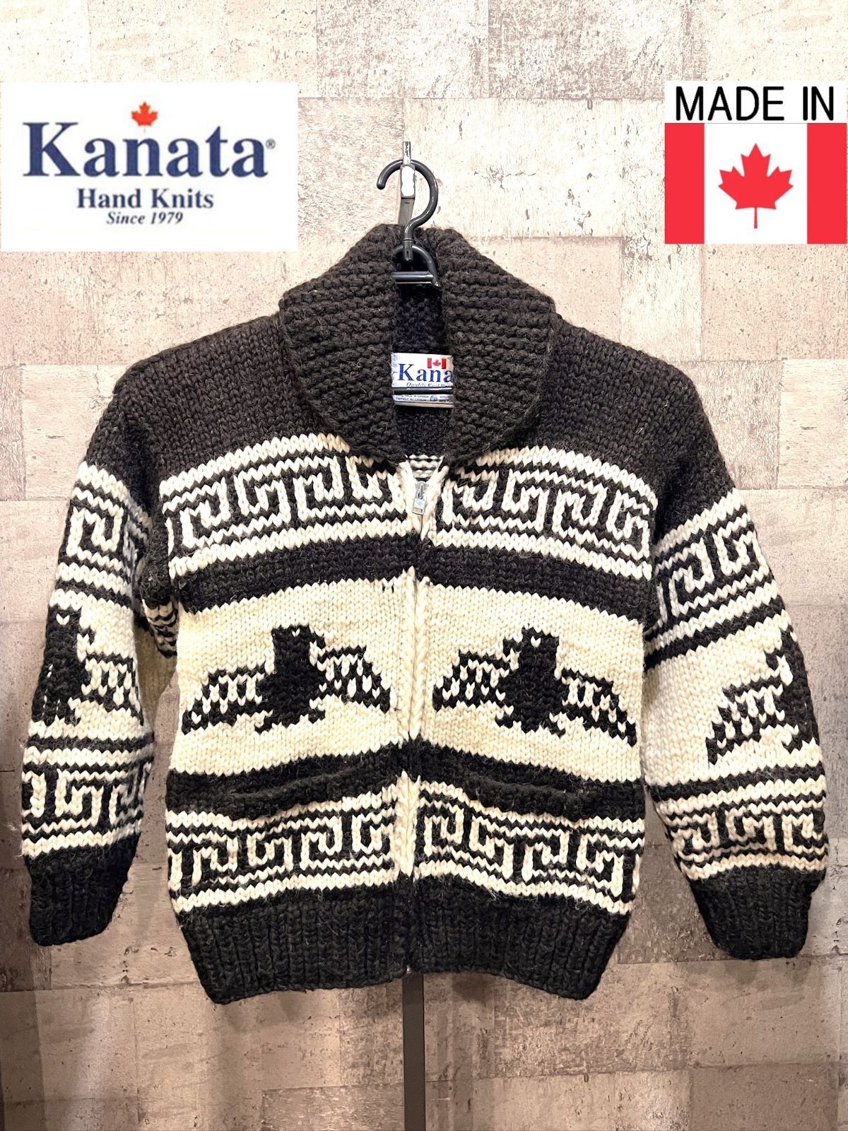 希少■KANATA クジラ ウェーブ カウチン ニット　ジャケット　カナタ 希少□KANATA クジラ ウェーブ カウチン ニット ジャケット カナタ