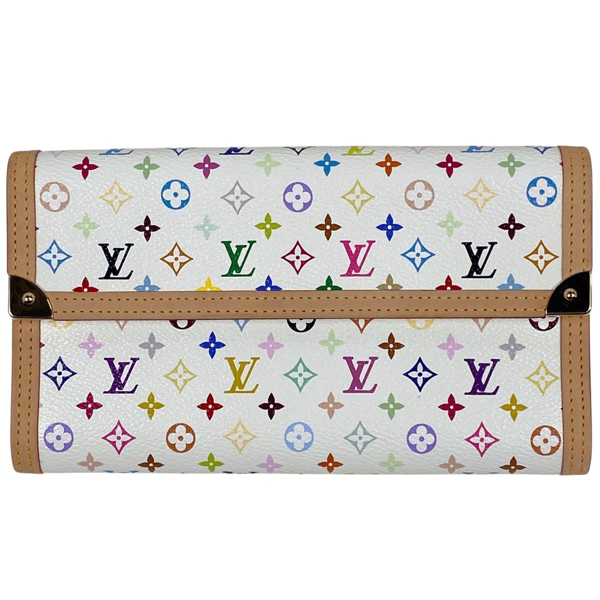 ルイ ヴィトン Louis Vuitton ポルトトレゾール インターナショナル 札入れ 小銭入れ 長財布 モノグラムマルチカラー ブロン ホワイト M92659 レディース