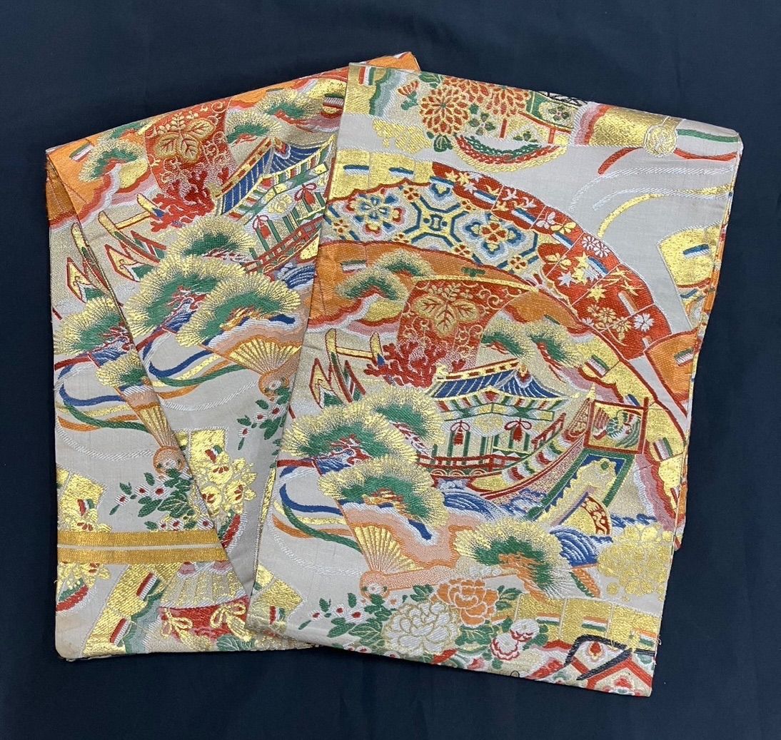 るんるん 御所車と宝船のゴージャスな丸帯