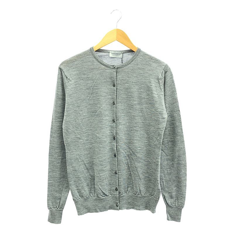【美品】  JOHN SMEDLEY / ジョンスメドレー | BUTTERCUP CARDIGAN メリノウール ハイゲージ クルーネック ニットカーディガン | XL | グレー | レディース JOHN SMEDLEY（ジョンスメドレー） クルーネック カーディガン