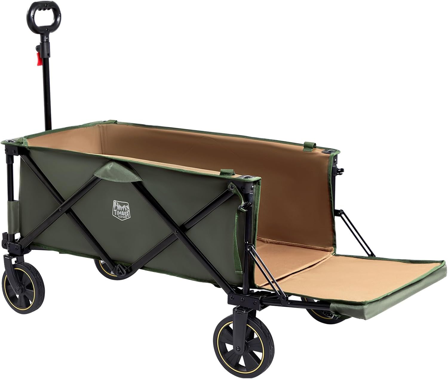 TIMBER RIDGE アウトドアワゴン 折り畳み 長物対応 特許取得のワンタッチ収束式 耐荷重135kg 大容量173L 自立収納 収納ポケットつき キャリーワゴン アウトドアキャリー キャンプワゴン ループ付き