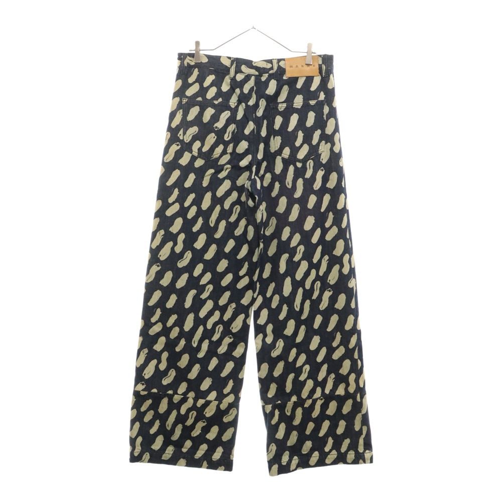 MARNI (マルニ) バギーデニムパンツ 総柄 インディゴ