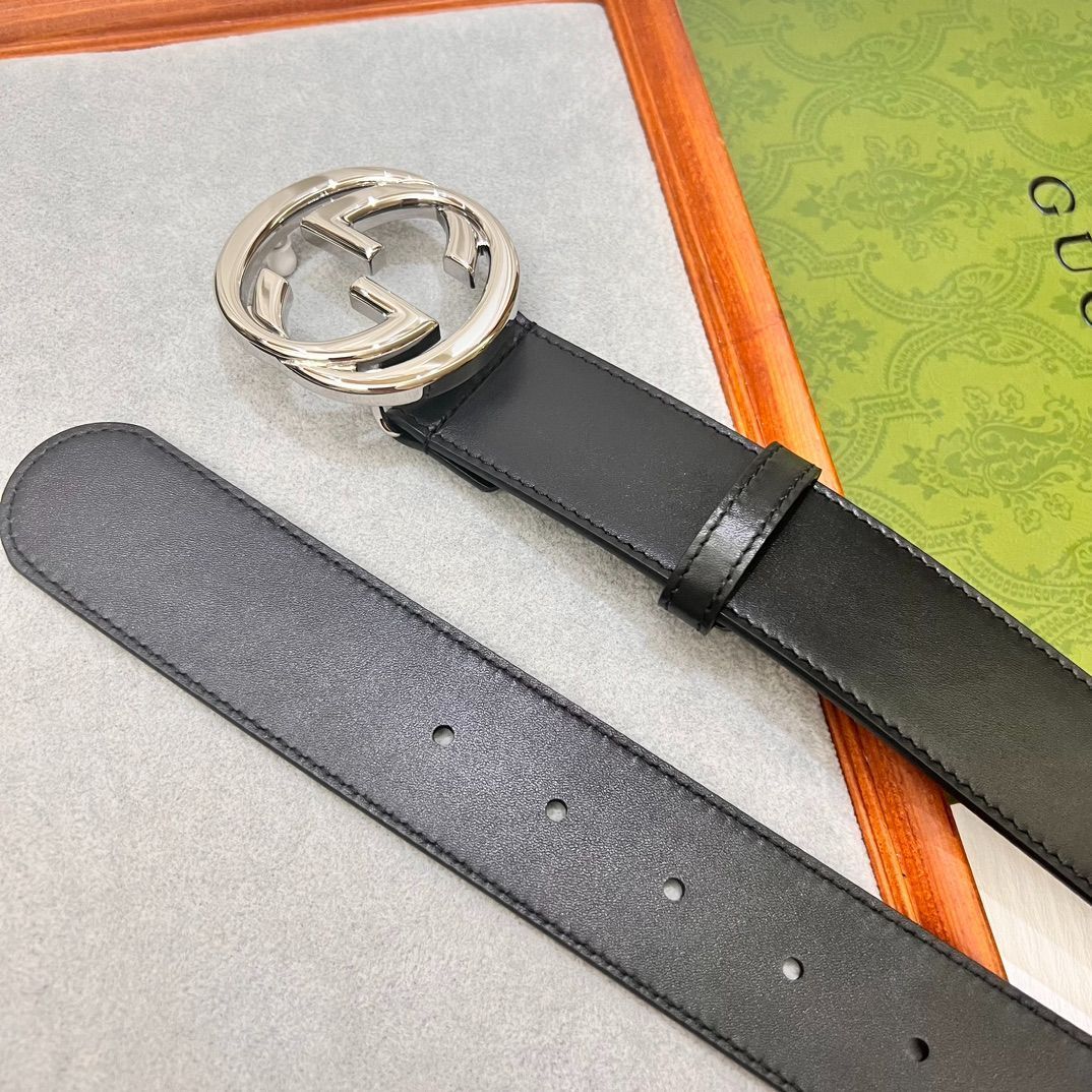 今日特価】Gucci 2024 年式 3.8cm 幅 輸入生地 & 本革ベルト-3