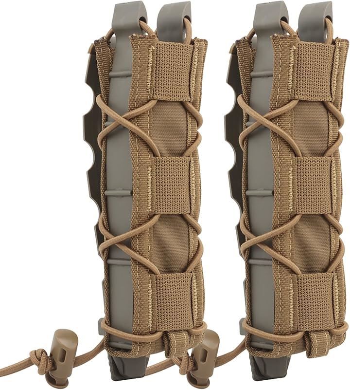 MILQUEST マガジンポーチ マグポーチ TACOスタイル MP5 9mmロングマガジン デザートイーグル 対応 MOLLE ベルト 両方対応 サバゲー(コヨーテブラウン2個セット)