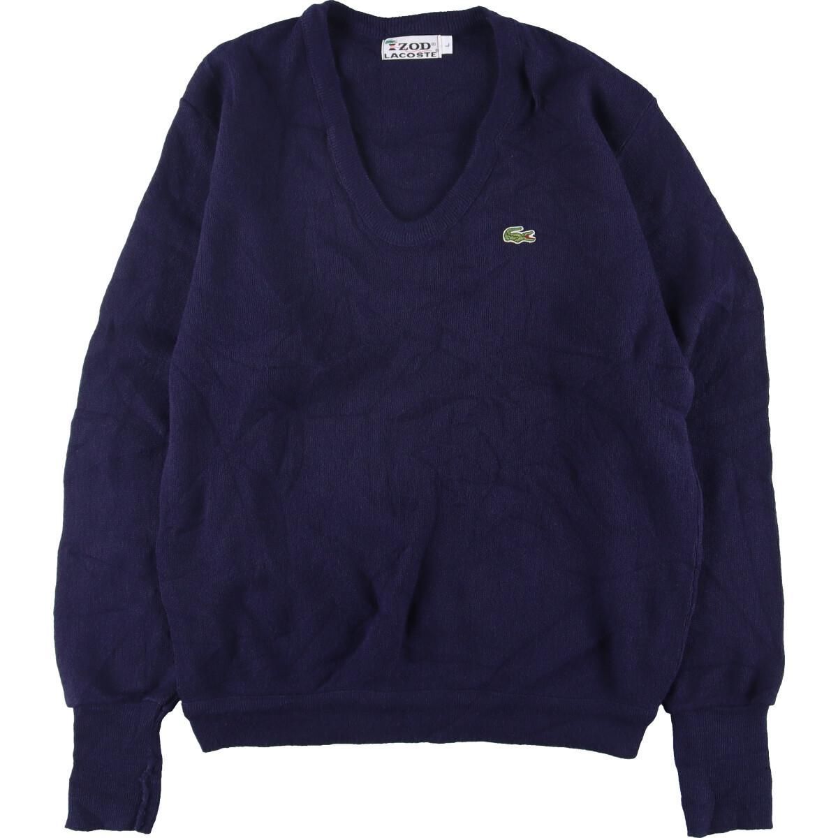 古着 70年代 ラコステ LACOSTE IZOD Vネック アクリルニットセーター 