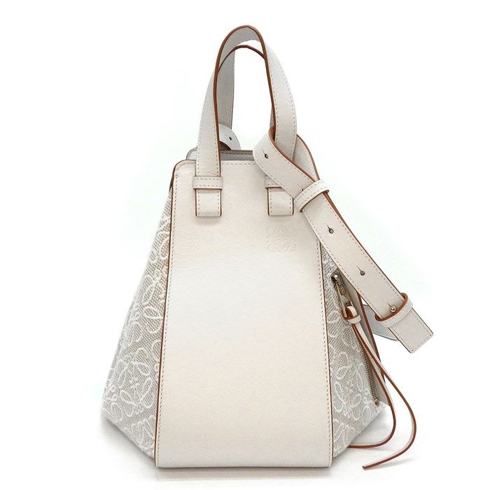 ロエベ LOEWE ハンドバッグ ショルダーバッグ ハンモック スモール A538S35X29 エクリュ ソフトホワイト アナグラム ジャガード キャンバス カーフスキン ゴールド金具