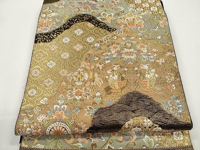 平和屋着物▽西陣 平和屋着物□西陣 服部織物謹製 六通柄袋帯 風景絵皿