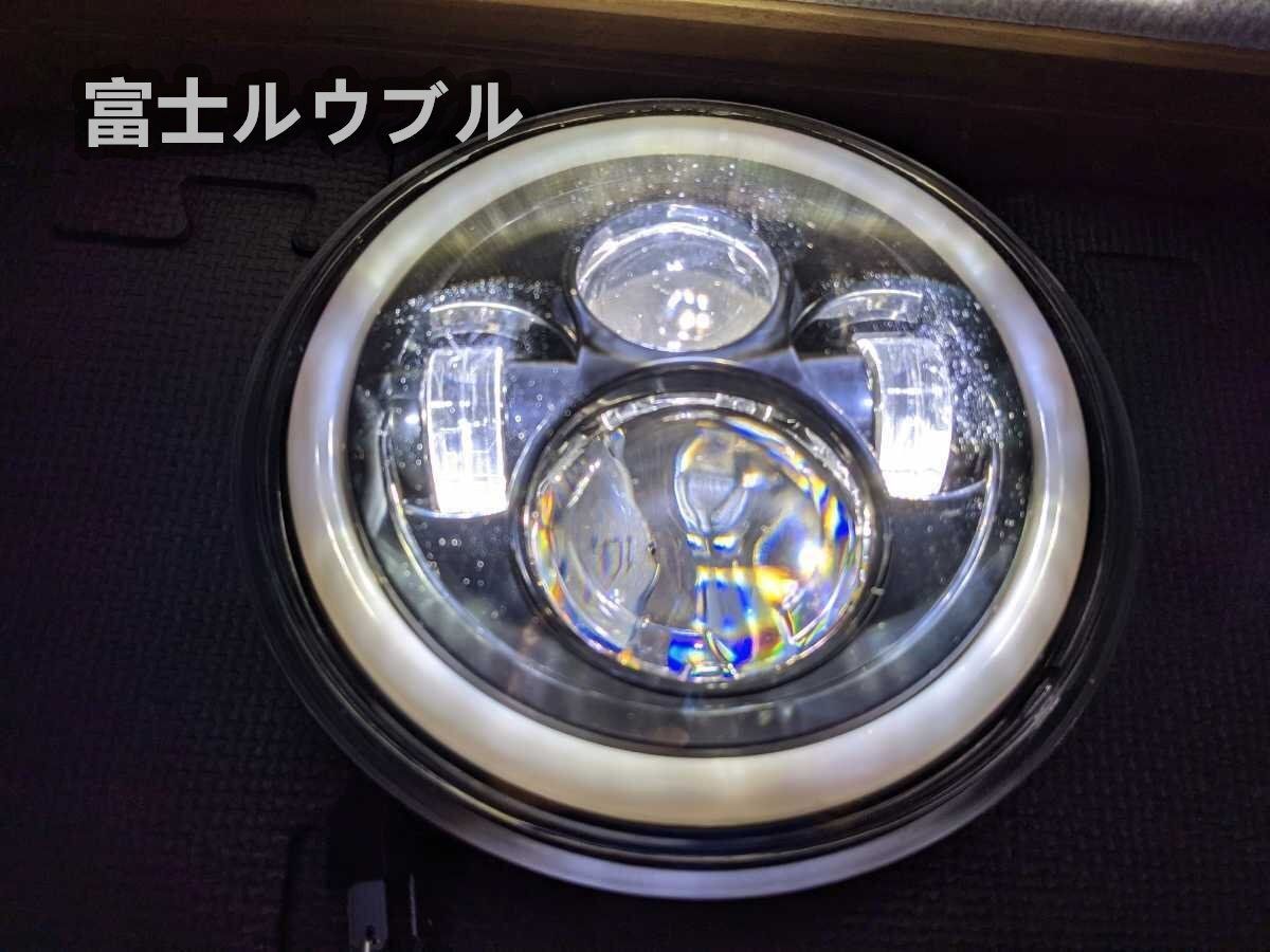 汎用 丸目 丸型2灯式イカリングLEDヘッドライトH4ウィンカー機能付き S30Z S130Z NA6C NA8C SA22C サニトラ ジムニー等に FFCRYSTALESIA_COM