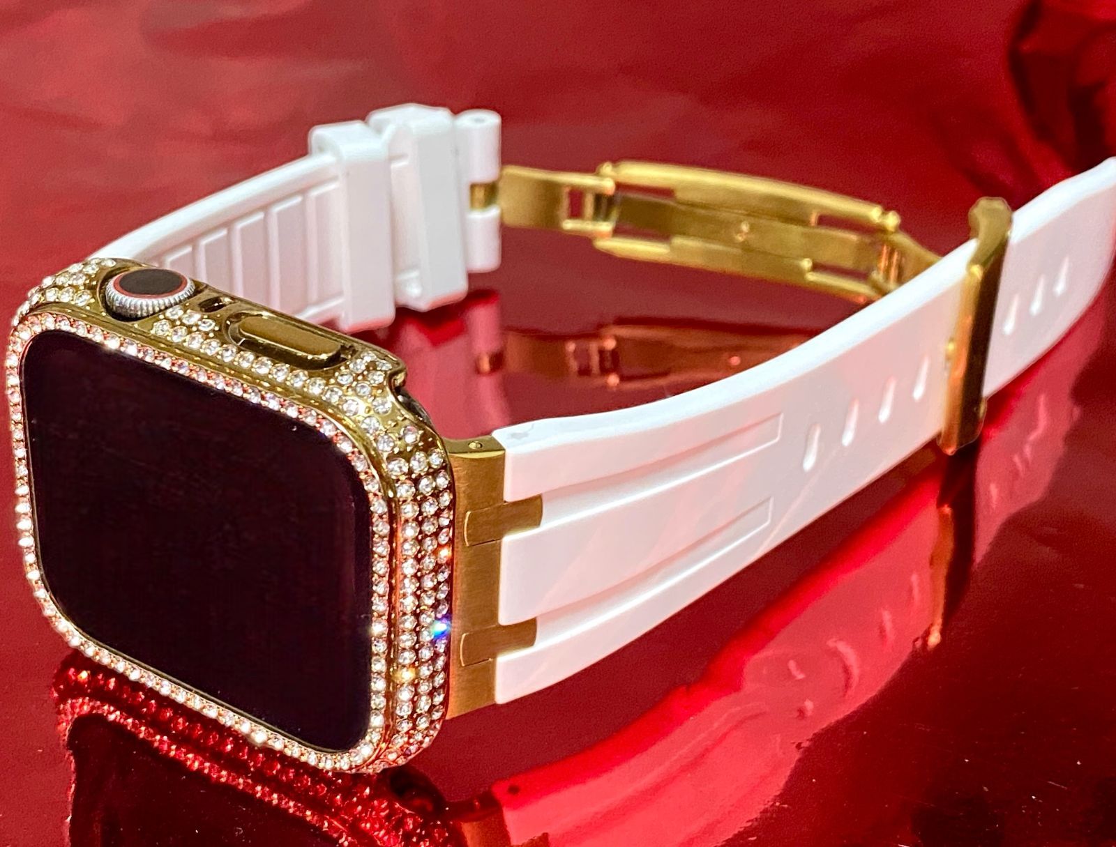 ゴールド シームレス アップルウォッチ ラバーベルト Apple Watch キラキラ ケース カバー 38mm 40mm 41mm 42mm 44mm 45mm Apple Watch バンド