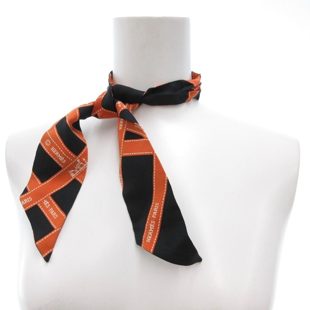 エルメス HERMES ツイリー スカーフ 絹 シルク ボルデュック柄