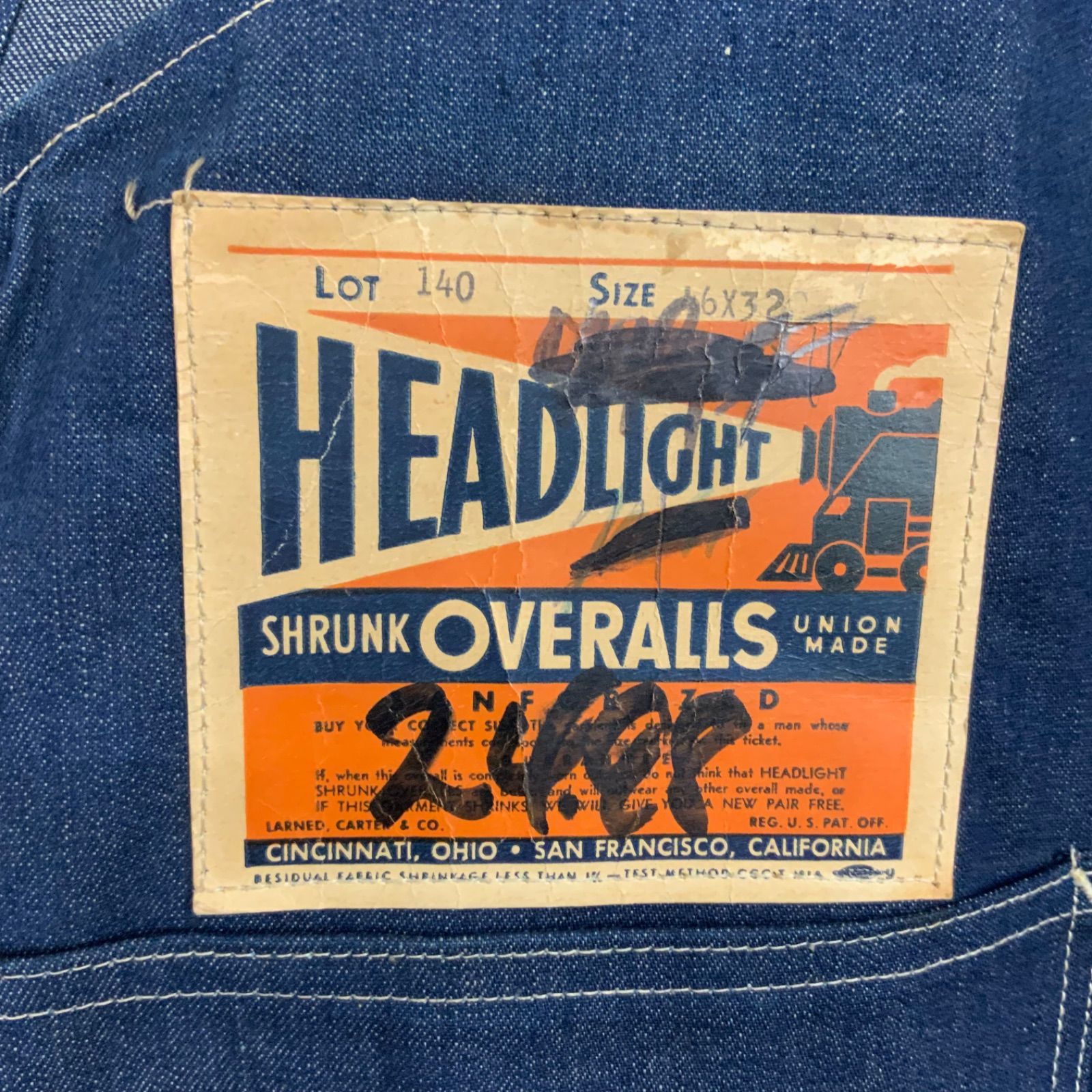50s HEAD LIGHT オーバーオール vintage ヘッドライト 50's HEAD LIGHT ヘッドライト OVERALL オーバーオール INDIGO