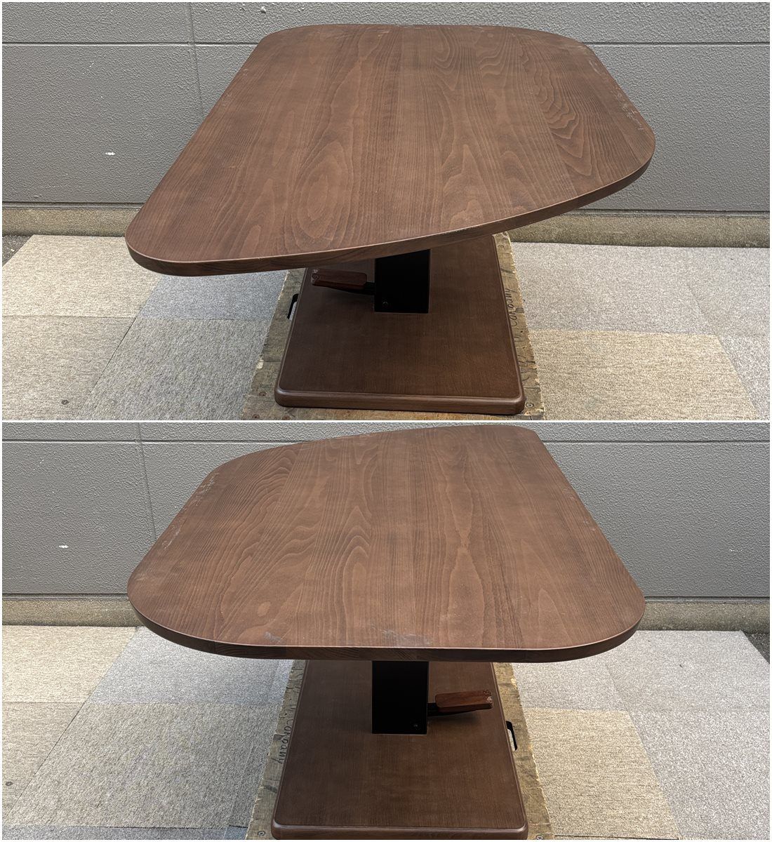 福岡】サコダ 昇降式テーブル リーフ型 無段階 高さ調整可能 PUR135WN