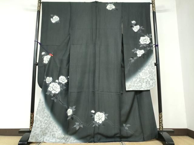 平和屋着物●豪華振袖 枝花文 牡丹 暈し染め 金通し地 正絹 DAAW5837ud