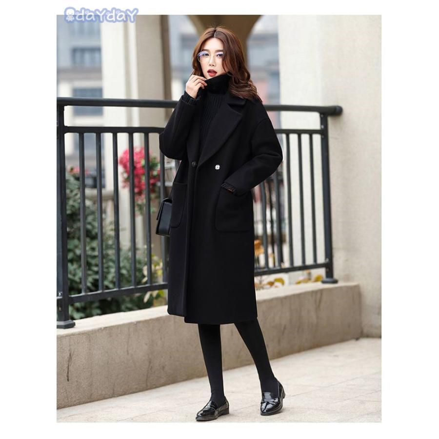 チェスターコート レディース 秋冬 40代 チェスターコート 黒 ロング丈