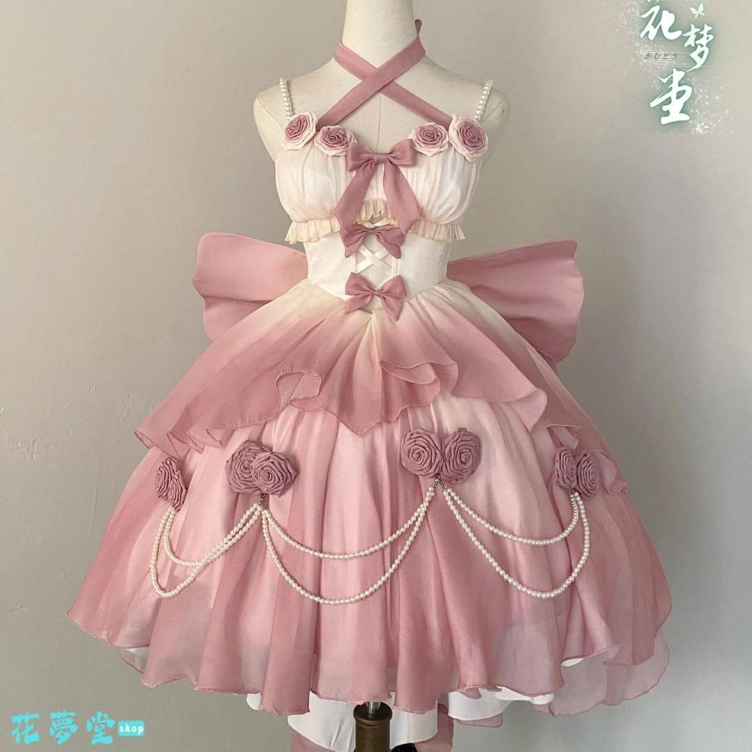 25年 ♥コスプレ ゴスロリ ロリータドレス ピンク フリル かわいい 撮影会 舞台 イベント 原野空間-59