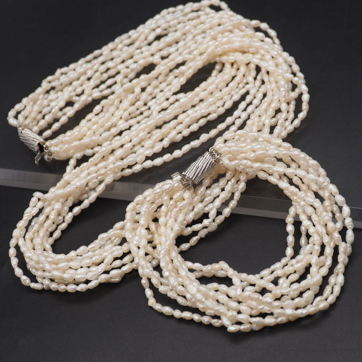 G241 淡水真珠 パール SV刻印 ネックレス ブレスレット セット 10連 デザイン シルバー 6月誕生石