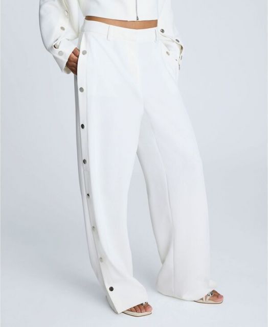 【送料無料】 ケネスコール レディース カジュアルパンツ ボトムス Women's High-Rise Side-Snap Pants Pure White