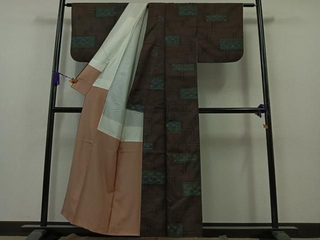 平和屋着物▽上質な紬　単衣　草花文　正絹　逸品　AAAW7596fy 平和屋着物▽上質な紬 単衣 草花文 正絹 逸品 AAAZ9021fyの通販はau