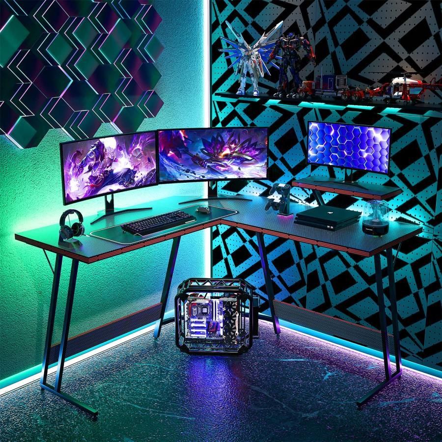 Victone ゲーミングデスク L字デスク メーカー一年保証 幅130cm 130cm パソコンデスク pcデスク L字型デスク パソコンコーナ