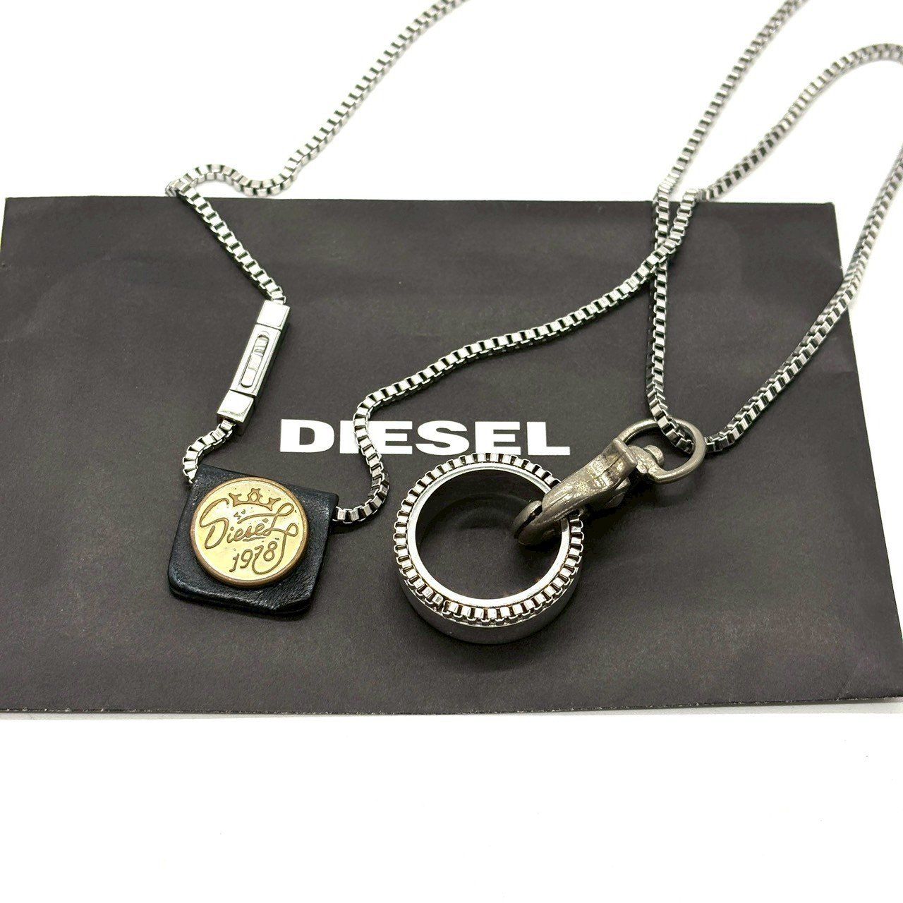 DIESEL シルバー チェーンネックレス リングモチーフ 無骨さで魅せる】 DIESEL ディーゼル シルバーネックレス リング