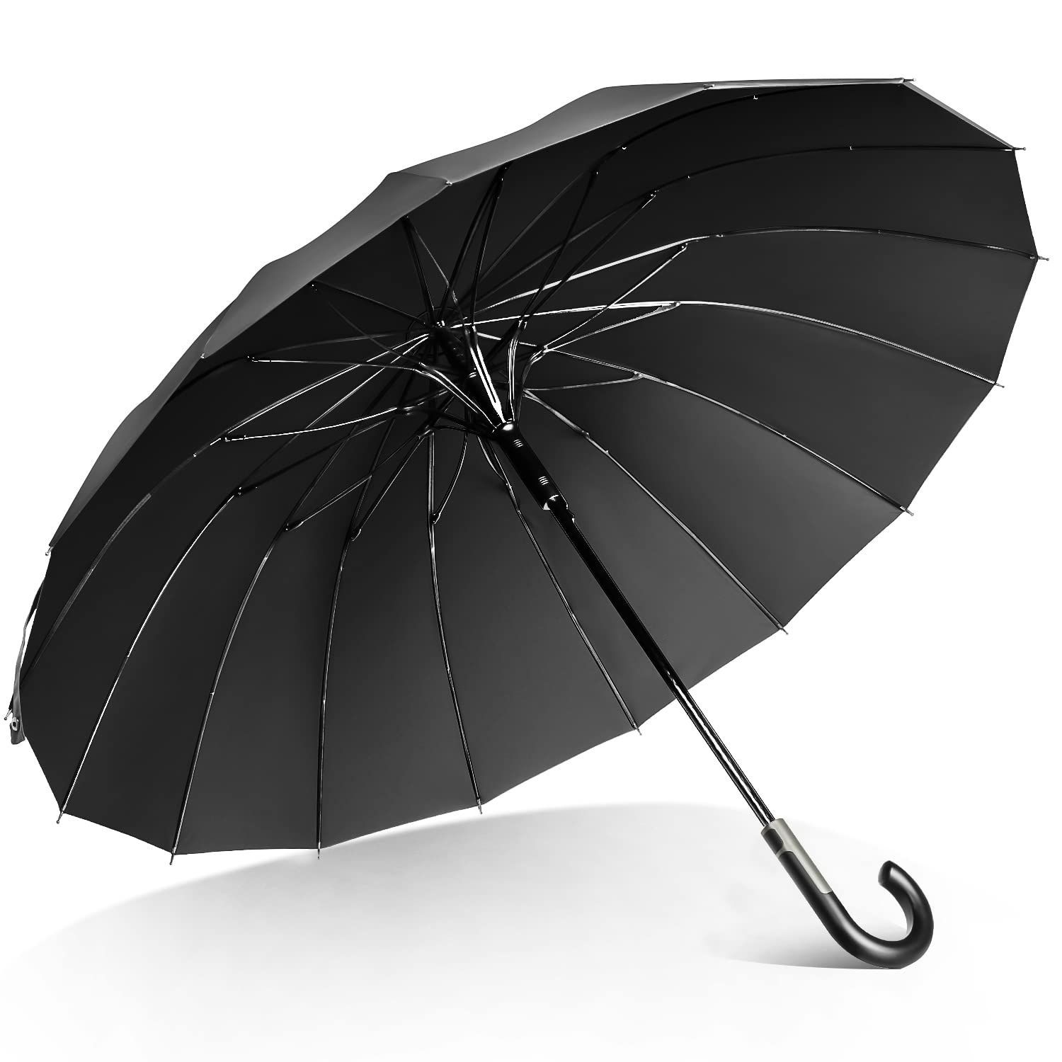 【在庫処分】高強度グラスファイバー 雨傘 丈夫 耐風傘 直径115cm ワンタッチ 大きい 埋め込みボタン ジャンプ傘 紳士長傘 軽量 超撥水 晴雨兼用傘 【16本骨・大判傘】 メンズ メンズ レディ
