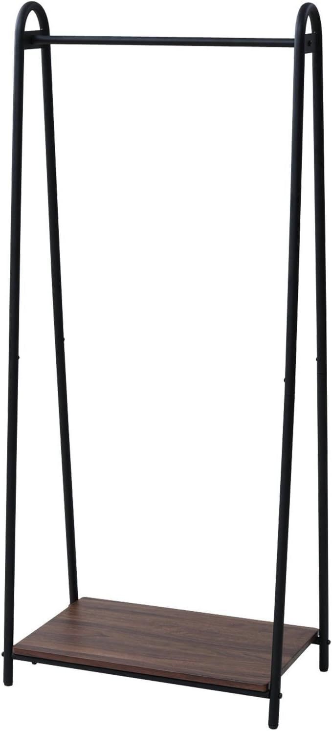 山善 ハンガーラック 幅66×奥行39.5×高さ151cm A型タイプ 棚板付き 全体耐荷重50kg 見せる収納 組立品 ウォルナット/ブラック ASH-S(WL/BK)