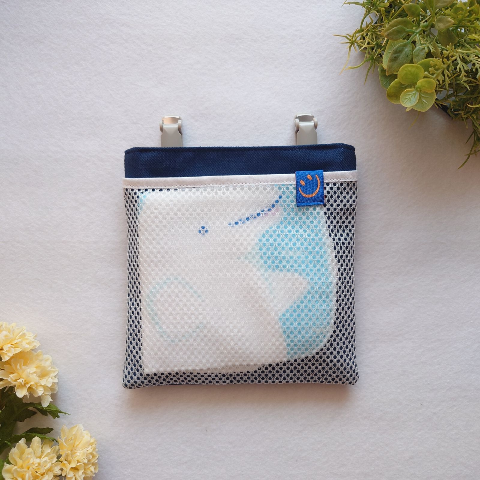 移動ポケット 撥水×メッシュ｜ネイビー×選べるタグ｜ふたなし
