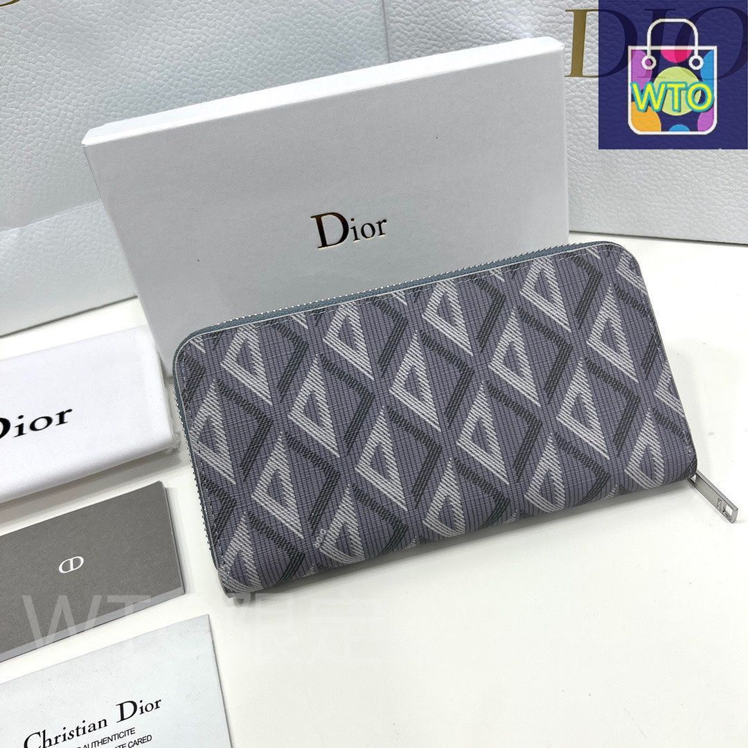 Dior ディオール ジッピー長財布 ダークグレー 美品 Christian Dior 【純正ラッピング済】ディオール ロングジップ