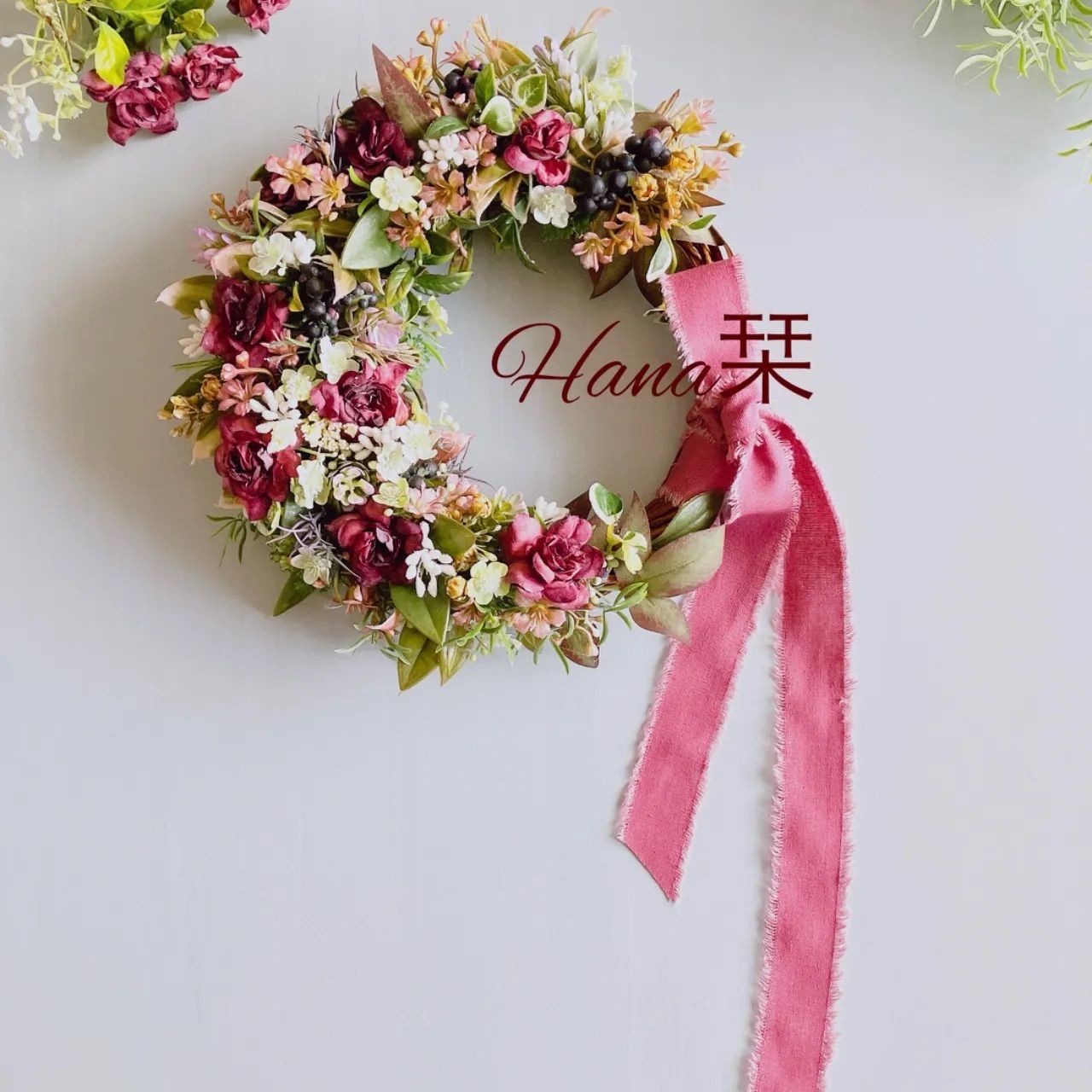 アンティークローズの秋リース 25cm 玄関リース アーティフィシャルフラワー 枯れないお花 造花