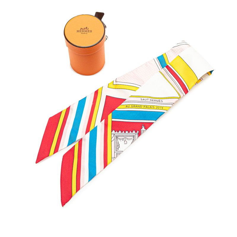 【美品】HERMES エルメス ツイリー ジョージワシントンの馬車 エルメス ツイリー ジョージワシントンの馬車 シルク マリン