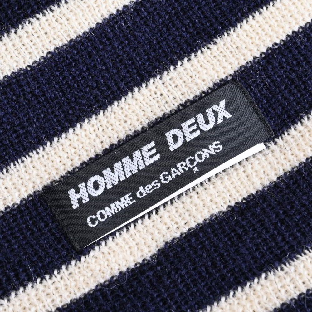 COMME des GARCONS HOMME DEUX ボーダー ウール マフラー - ネイビー