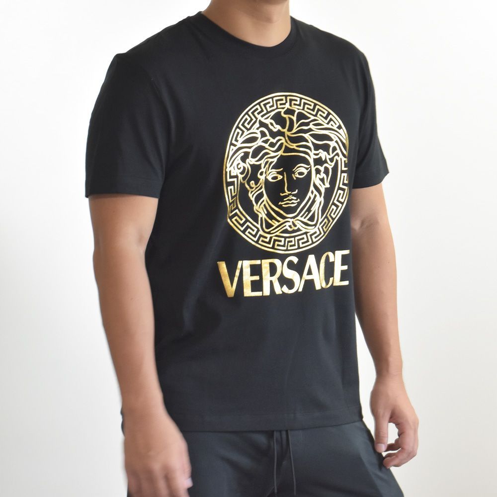 ヴェルサーチ Tシャツ メンズ VERSACE 半袖 ブラック 黒