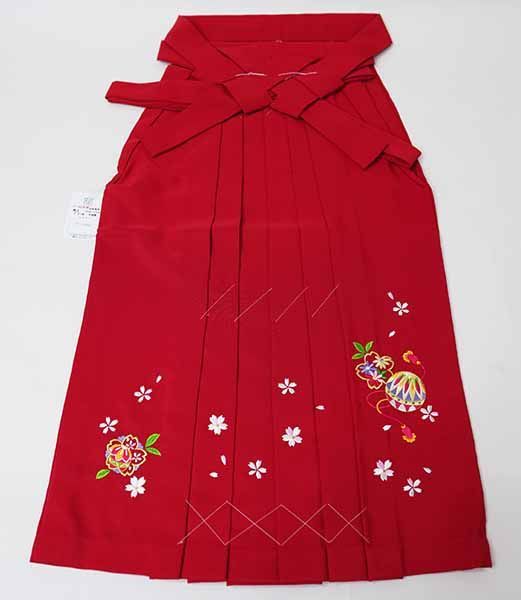 袴 刺繍 行灯袴 単品 女児 ヘラあり 7～10才用 赤色 袴丈75cm 陽気な天使 女の子 卒業式 NO41584