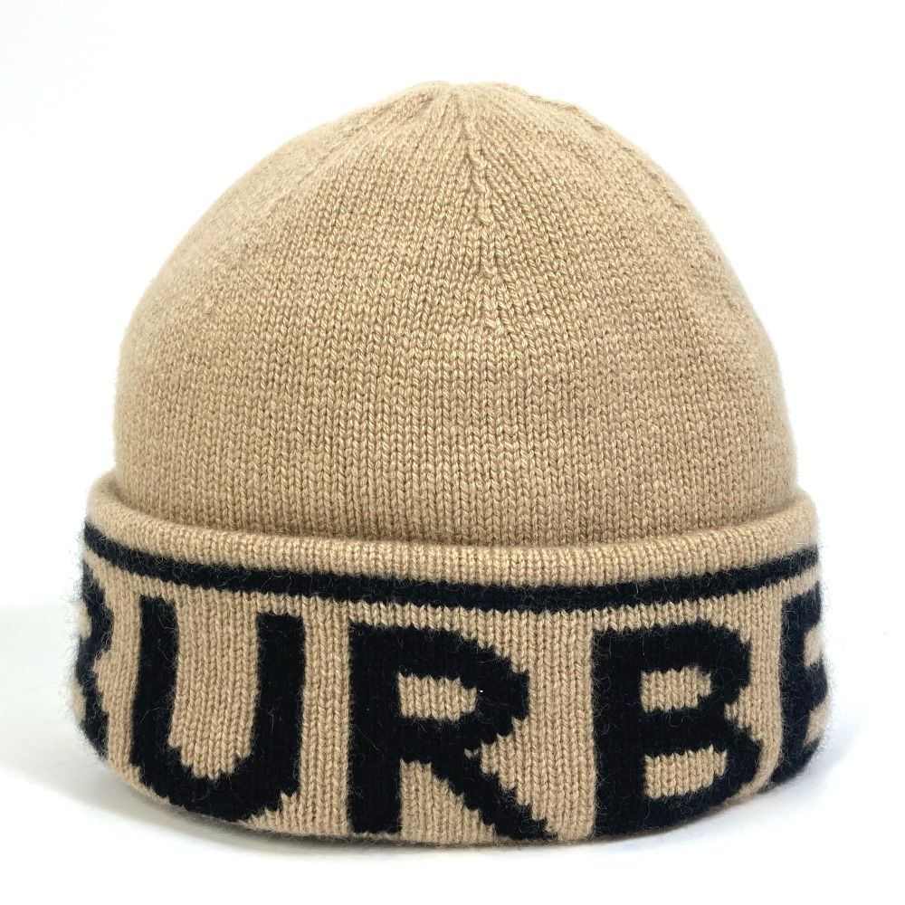 【BURBERRY バーバリー】ニット帽 ベージュ系 ニットキャップ ビーニー BURBERRY ロゴ入りニット帽 ベージュ Amazon | [BURBERRY