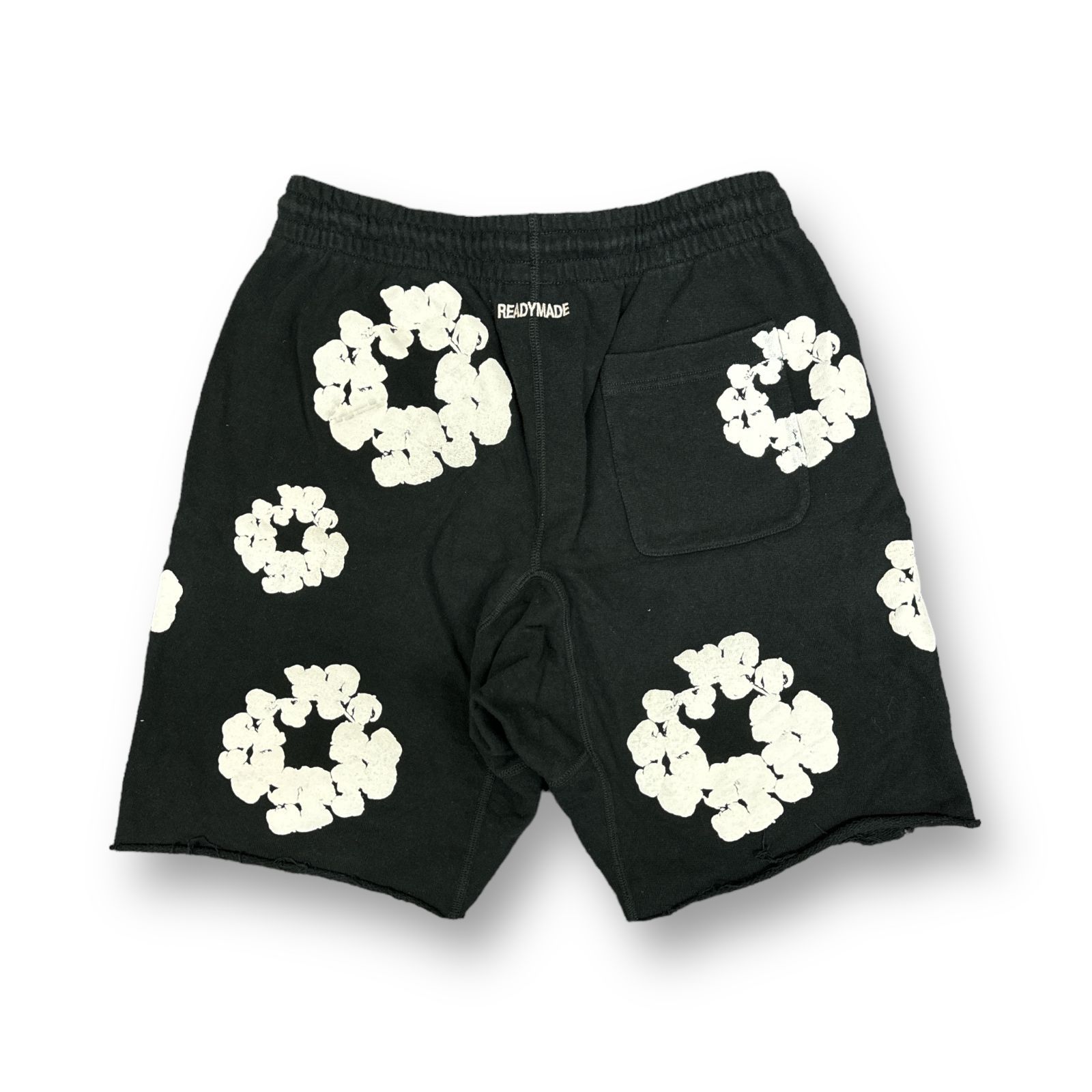 READYMADE DENIM TEARS COTTON WREATH SWEAT SHORTS BLACK フラワー 