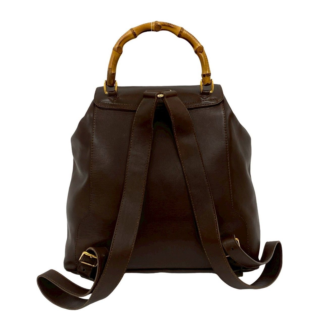 【極美品】オールドグッチ オールレザー バンブー リュックサック 巾着 極美品】オールドグッチ オールレザー バンブー リュックサック