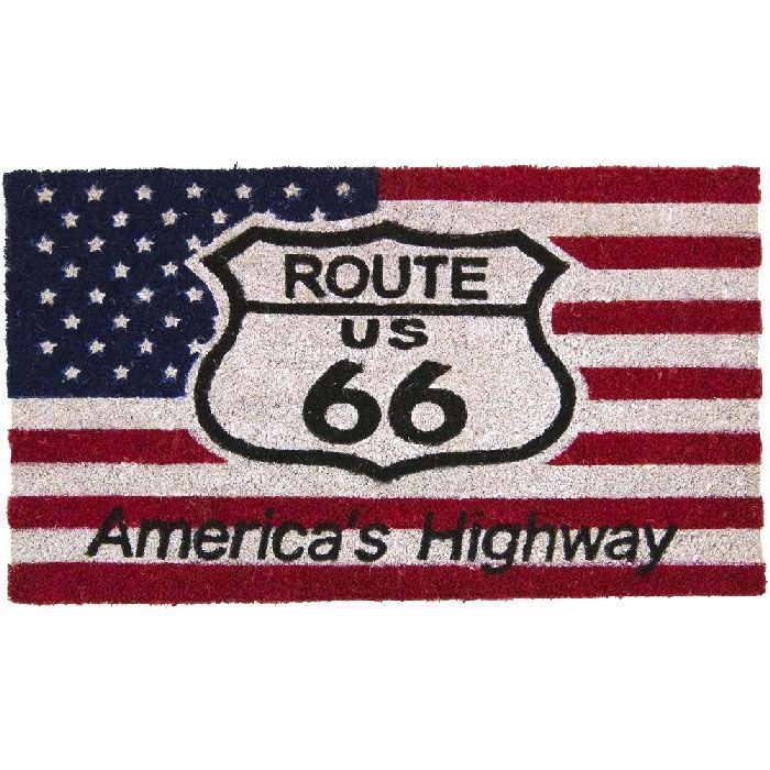 新品　玄関マット コイヤーマット ドアマット ROUTE66 USA　CR-4060 おしゃれ アメリカン雑貨　泥落とし