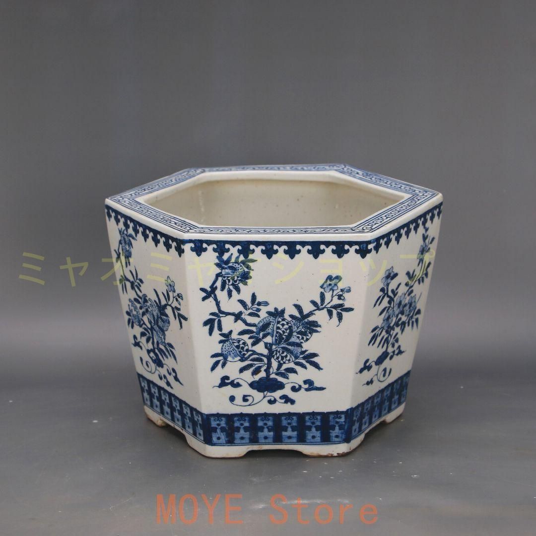 生産終了品 青花満工六方鉢 盆栽鉢 植木鉢 多肉植物鉢 小品盆栽鉢 山野草鉢 【最短翌日配送】
