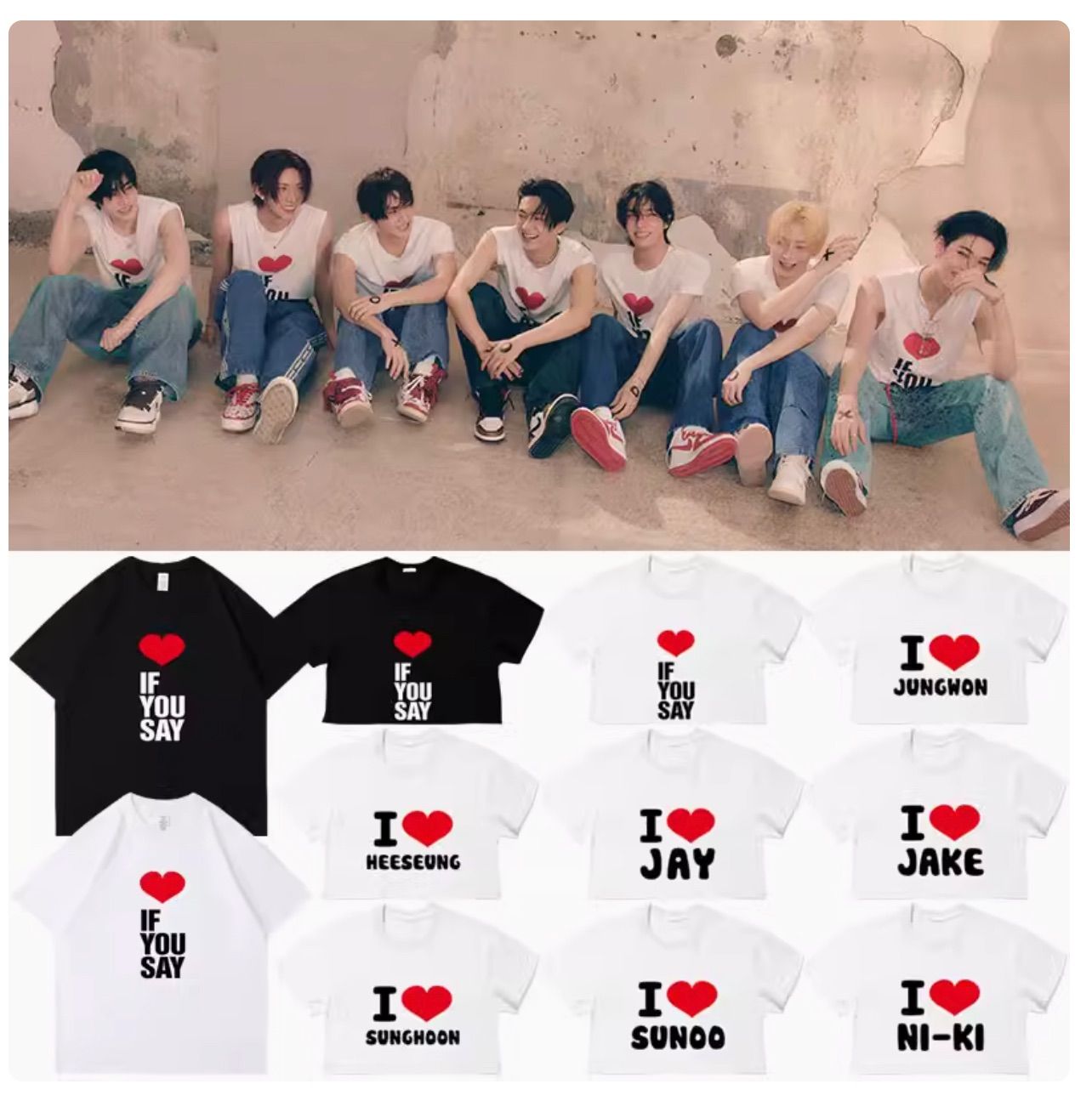 ENHYPENソンフン着用【ヨリスポーツ】ハート半袖Tシャツホワイト ENHYPEN ソンフン着用☆AVANDRESS☆royal overfit T-shirt -3COL