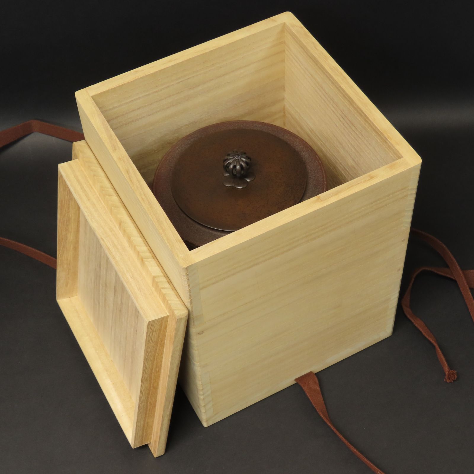 01s89 美品 菊池正直 真作保証 千網地紋 筒釜 高さ19.5cm 在銘