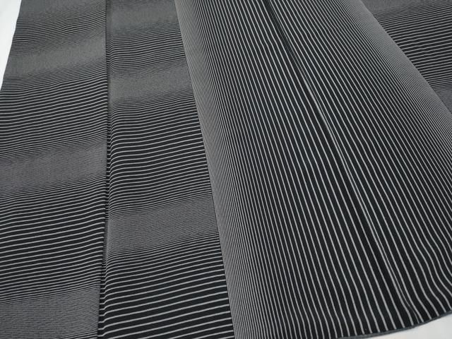 平和屋着物□極上 染色作家 斉藤三才 小紋 縞 黒地 逸品 CYAA2612s5