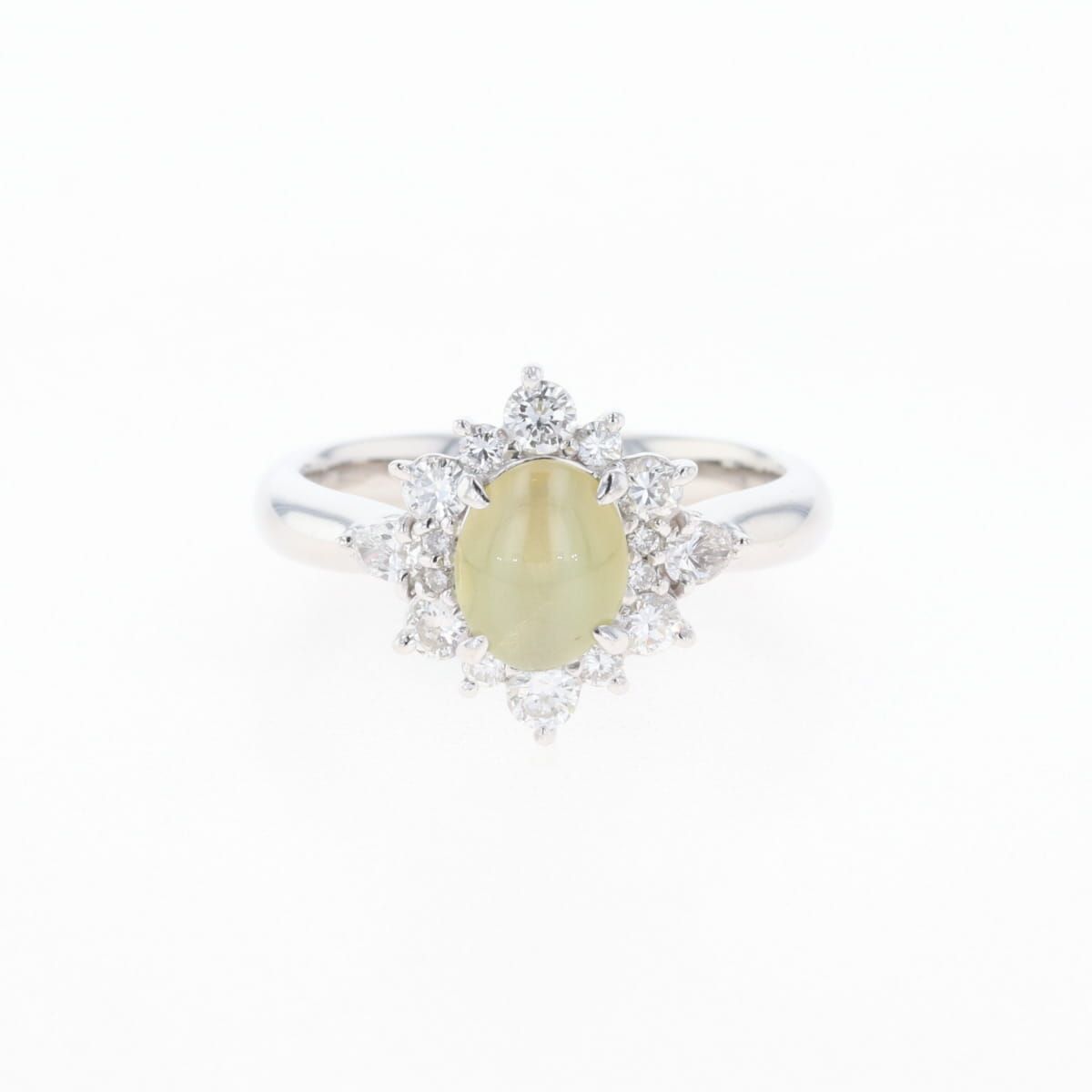 K18 クリソベリルキャッツアイ ダイヤモンド リング 猫」天然