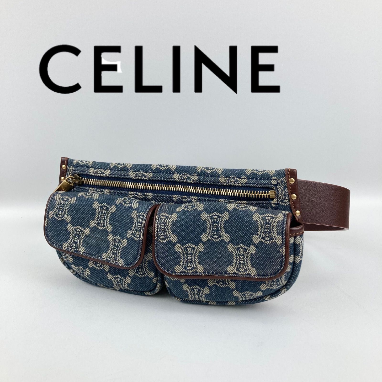 CELINE セリーヌ パリマカダム デニム  ボディバッグ ウエストポーチ CELINE - CELINE セリーヌ パリマカダム デニム ウエストポーチ